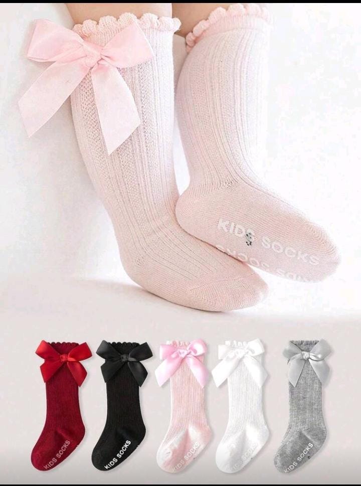 5 أزواج من جوارب الكاحل مزينة بشريط كبير الحجم للأطفال بطراز الأميرة، قابلة لمنع الانزلاق، مناسبة للربيع والصيف والخريف والشتاء