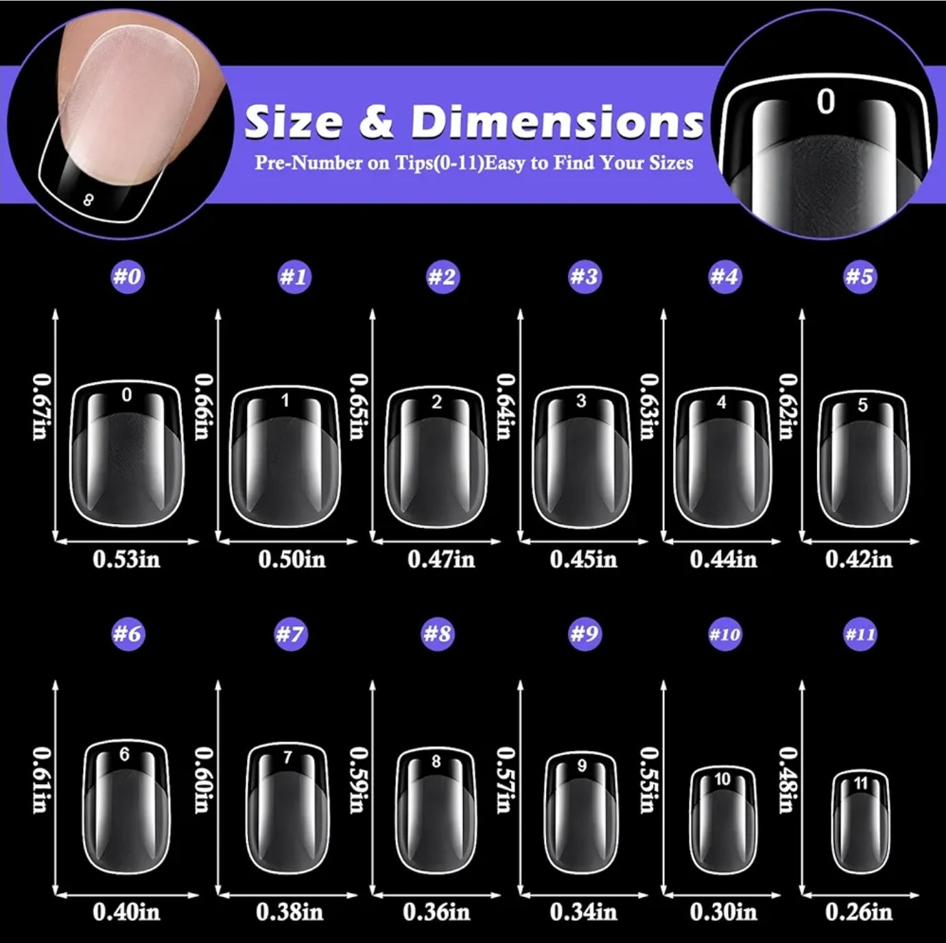 240 قطعة من اطراف اظافر جل صناعية قصيرة للغاية مربعة الشكل مقاس XS لتغطية كاملة من الاكريليك لتغطية كاملة لاطالة الاظافر الجل - 12 مقاس