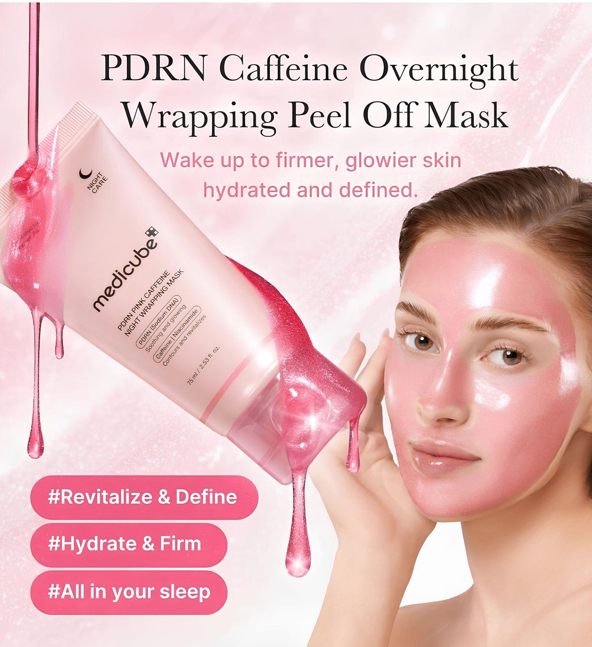 ميديكيوب قناع الكولاجين الوردي الليلي بالكافيين وPDRN - 75 مل | Medicube Pink Collagen Night Mask