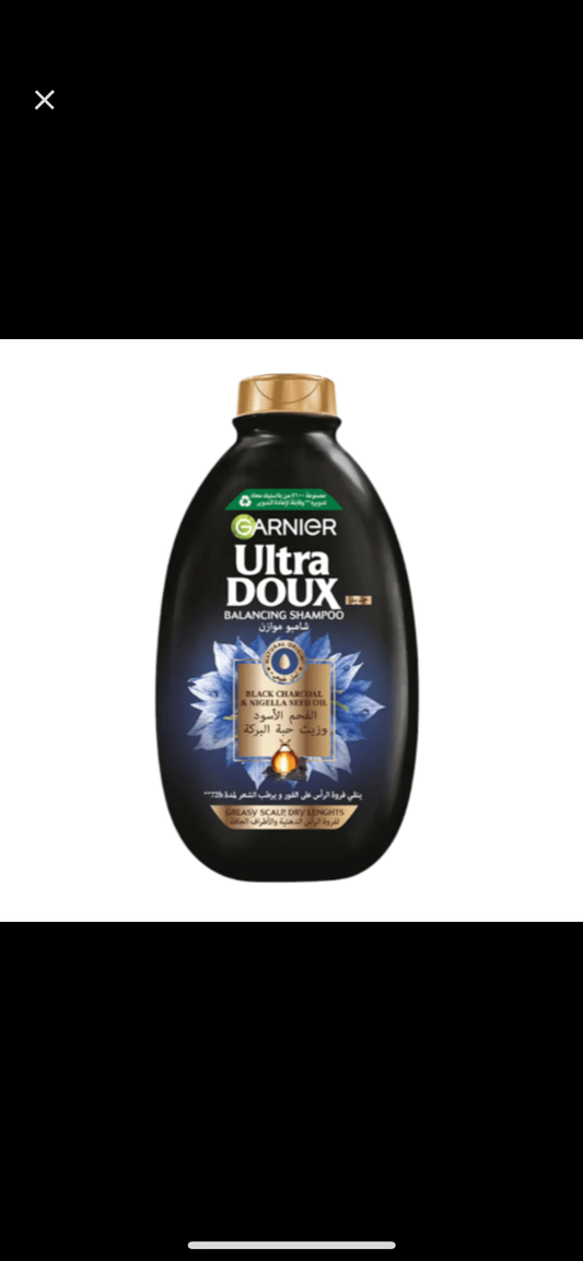 شامبو الترا دو لتنقية ولمعان الشعر بخلاصة الفحم الأسود وزيت حبة البركة من غارنييه - 600مل