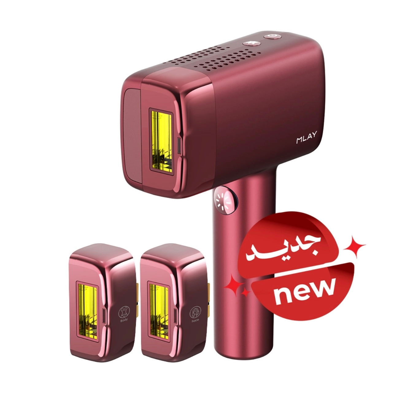 جهاز إزالة الشعر بالليزر ملاي T14 PRO المطور - مليون ومضة ، مستشعر ذكي ، 10 مستويات طاقة ثلاث عدسات - اللون الأحمر