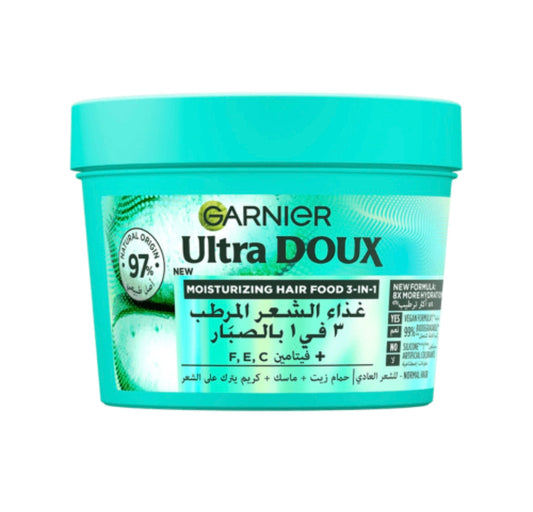 غارنييه ألترا دو قناع الشعر المغذي 3 في 1 بالصبار لترطيب الشعر - 390 مل