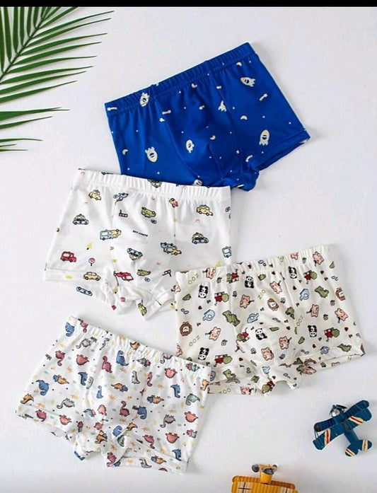 4 قطع سراويل داخلية قصيرة مطبوعة بالكامل للأولاد الصغار