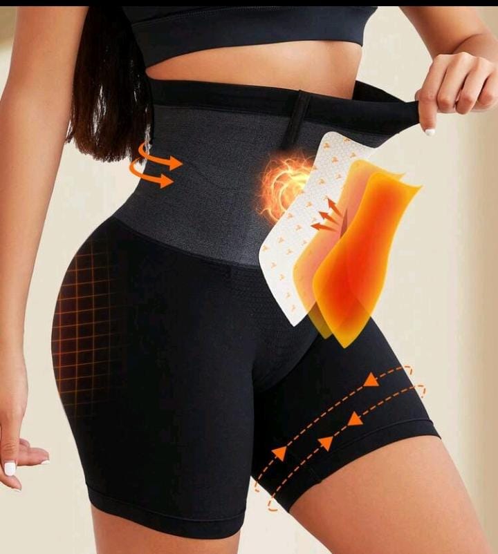 FLARIXA ملابس داخلية مربعة الشكل، 1 قطعة، أسود، خصر عالي، دافئة، حرارية، متحكمة بالبطن، شد الجسم، رفع المؤخرة