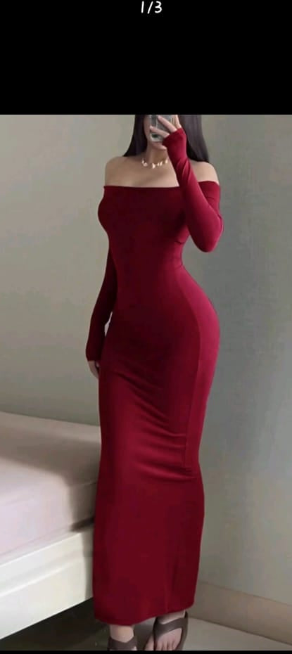 INAWLY Solva فستان أنيق للنساء بلون سادة وكتف منكشف بتصميم مضبوط