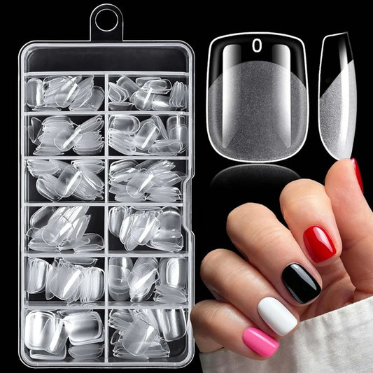 240 قطعة من اطراف اظافر جل صناعية قصيرة للغاية مربعة الشكل مقاس XS لتغطية كاملة من الاكريليك لتغطية كاملة لاطالة الاظافر الجل - 12 مقاس